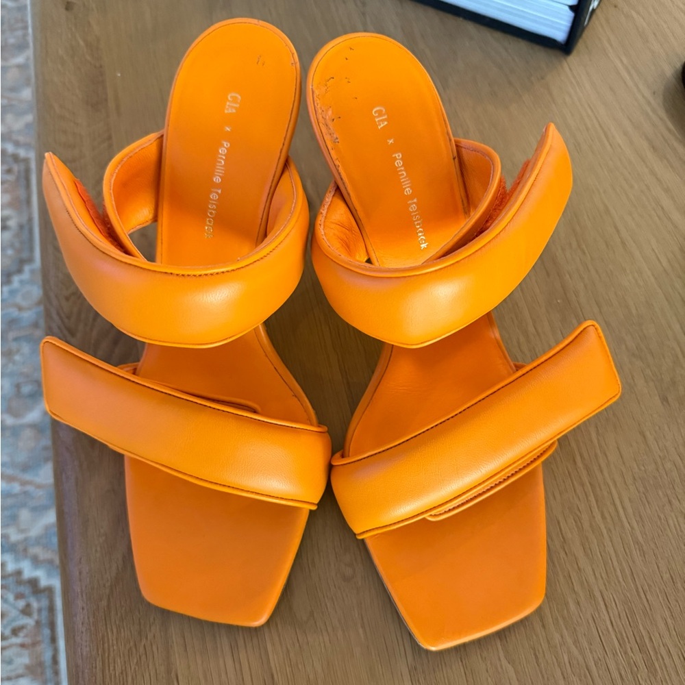 Gia x Pernille Teisbaek Perni padded leather sandals in orange 39